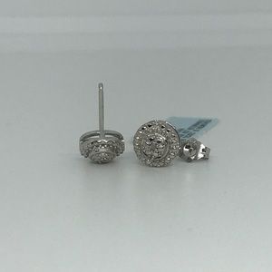 Diamond halo studs. .925 sterling silver